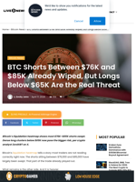BTC Shorts Between $76K and $85K Already Wiped, But Longs Below $65K Are the Real Threat | Live Bitcoin News