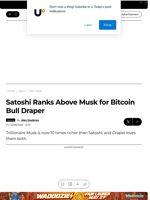 Satoshi Ranks Above Musk for Bitcoin Bull Draper - U.Today