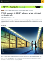 NYDIG Suggests $1.3B IBIT Trader Wanted Quick Exit