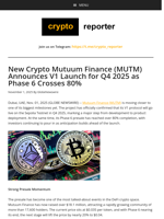 New Crypto Mutuum Finance (MUTM) Announces V1 Launch for Q4 2025 as Phase 6 Crosses 80%