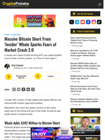Massive Bitcoin Short From 'Insider' Whale Sparks Fears of Market Crash 2.0