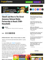 TokenFi and New to The Street Announce National Media Partnership to Reach 219M+ Households
