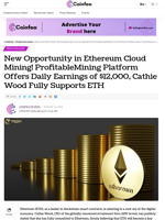 New Opportunity in Ethereum Cloud Mining! ProfitableMining Platform Offers Daily Earnings of $12,000, Cathie Wood Fully Supports ETH - Coinfea