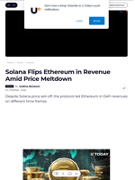 Solana Flips Ethereum in Revenue Amid Price Meltdown - U.Today