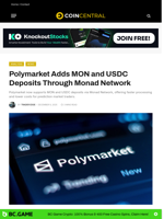 Polymarket Adds MON and USDC Deposits Through Monad Network - CoinCentral