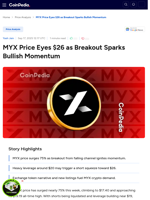MYX Price Eyes $26 as Breakout Sparks Bullish Momentum