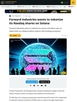 Forward Industries to Tokenize Shares on Solana With Superstate Partnership