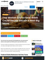 Five Events Next Week Could Move Bitcoin Price