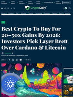 Best Crypto To Buy For 20–50x Gains By 2026: Investors Pick Layer Brett Over Cardano & Litecoin - Crypto Daily
