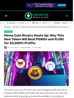Meme Coin Rivalry Heats Up: Why This New Token Will Beat PENGU and FLOKI for 25,000% Profits - Crypto News Flash