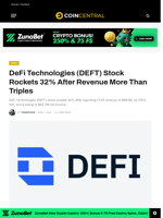 DeFi Technologies (DEFT) Stock Rockets 32% After Revenue More Than Triples - CoinCentral