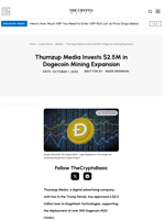 Thumzup Media Invests $2.5M in Dogecoin Mining Expansion