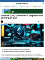 Ethereum (ETH) Explodes Past Stagnation with an Over 8.5% Gain