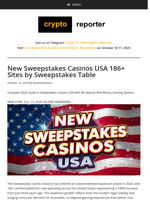 New Sweepstakes Casinos USA 186+ Sites by Sweepstakes Table