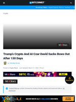 Trump’s Crypto And AI Czar David Sacks Bows Out After 130 Days | Bitcoinist.com