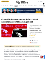 CrowdStrike announces 4-for-1 stock split alongside Q1 earnings beat