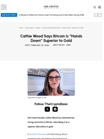 Cathie Wood Says Bitcoin Is “Hands Down” Superior to Gold