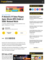 Pi Network's PI Token Plunges Again, Bitcoin (BTC) Stable at $68K: Weekend Watch