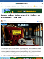 Satoshi Nakamoto Becomes 11th Richest as Bitcoin Hits $122K ATH - TheNewsCrypto