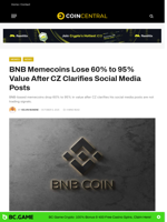 BNB Memecoins Lose 60% to 95% Value After CZ Clarifies Social