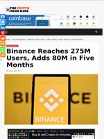 Binance Reaches 275M Users, Adds 80M in Five Months - The Crypto News Wire