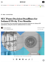 SEC Punts Decision Deadlines for Solana ETFs by Two Months - Decrypt