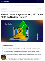 Binance Chain's Surge: Are CAKE, ASTER, and FOUR the Next Big Movers?