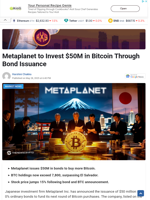 Metaplanet to Invest $50M in Bitcoin Through Bond Issuance - TheNewsCrypto