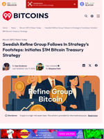 Swedish Refine Group Follows In Strategy's Footsteps: Initiates $1M Bitcoin Treasury Strategy - 99Bitcoins