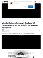 Vitalik Buterin Jokingly Praises US Government for its Role in Ethereum Adoption - U.Today