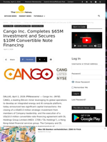 Cango Inc. Completes $65M Investment and Secures $10M Convertible Note Financing