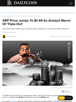 XRP Price Jumps To $1.49 As Analyst Warns Of ‘Fake-Out’ - DailyCoin