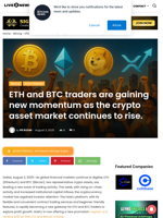 ETH and BTC traders are gaining new momentum as the crypto asset market continues to rise. | Live Bitcoin News