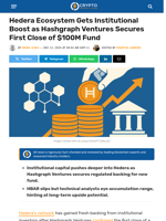 Hedera Gains Boost with Hashgraph’s $100M Fund