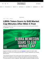 LIBRA Token Soars to $4B Market Cap Minutes After Milei X Post - 