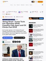 'Going Great': Trump Touts Iran Operation While Ceasefire Falls Apart and Oil Climbs Past $108 – Bitcoin News