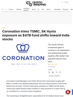 Coronation trims TSMC, SK Hynix exposure as $47B fund shifts toward India stocks