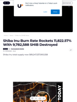 Shiba Inu Burn Rate Rockets 11,822.57% With 9,782,588 SHIB Destroyed - U.Today