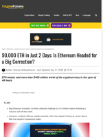 90,000 ETH in Just 2 Days: Is Ethereum Headed for a Big Correction?