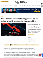 Broadcom's forecast disappoints as AI sales growth slows, stock drops 11%