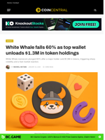 White Whale falls 60% as top wallet unloads $1.3M in token holdings - CoinCentral