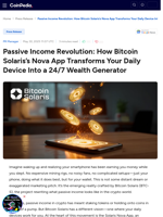 Passive Income Revolution: How Bitcoin Solaris’s Nova App Transforms Your Daily Device Into a 24/7 Wealth Generator