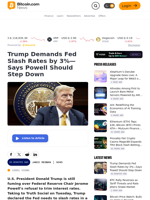 Trump Demands Fed Slash Rates by 3%—Says Powell Should Step Down – Bitcoin News