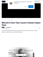 Bitcoin's Four-Year Cycle Is Dead, Hayes Says - U.Today
