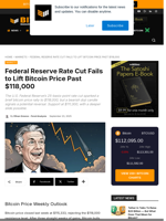 Federal Reserve Rate Cut Fails To Lift Bitcoin Price Past $118,000