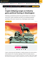 Crypto Lobbying Accelerates Amid Rising Political Influence In Washington