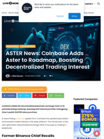 ASTER News: Coinbase Adds Aster to Roadmap, Boosting Decentralized Trading Interest | Live Bitcoin News