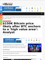 $150K Bitcoin price likely after BTC anchors to a ‘high value area’: Analyst - The Crypto News Wire