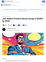 Jack Mallers Predicts Bitcoin Surge to $200K by 2026: Guest Post by Tokentopnews.com | CoinMarketCap