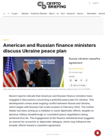 American and Russian finance ministers discuss Ukraine peace plan